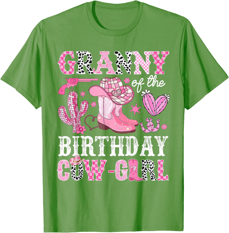 Pink Western Cowgirl Bday Party Family Matching Granny Of The Birthday Cow-Girl Rodeo Cowgirl Bday T-Shirt - Grass Green