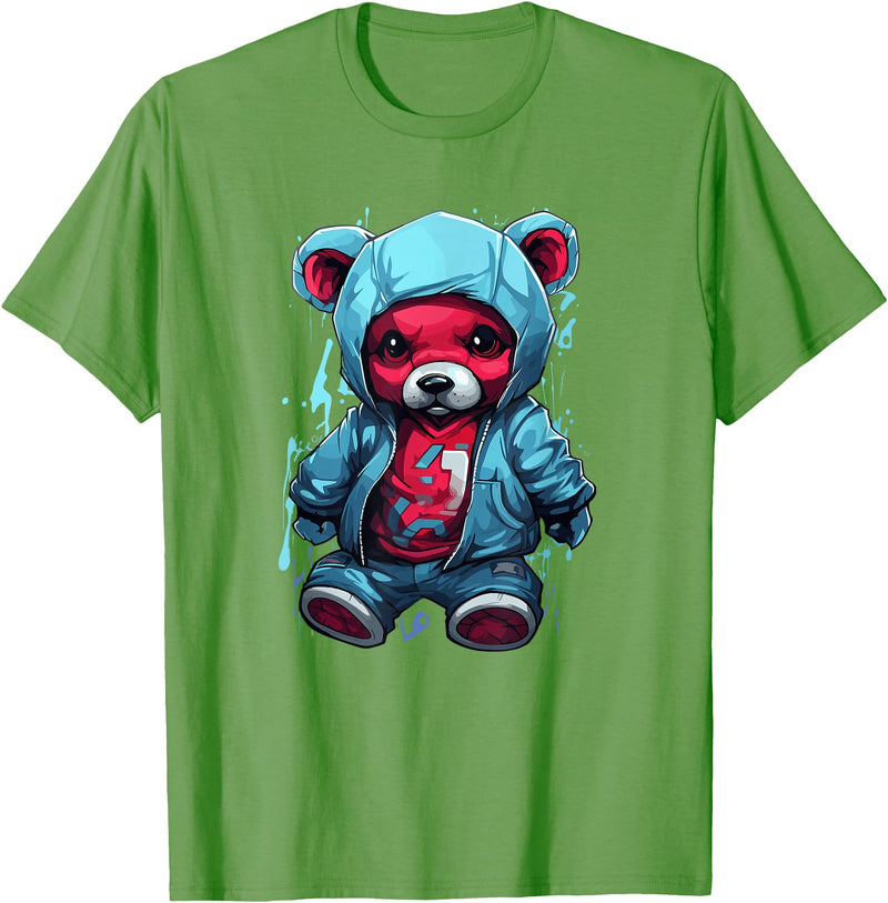 Teddy Bear Hoodie Street Style Urban Art Teddy Bear Hoodie Cool Street Style T-Shirt - Grass Green