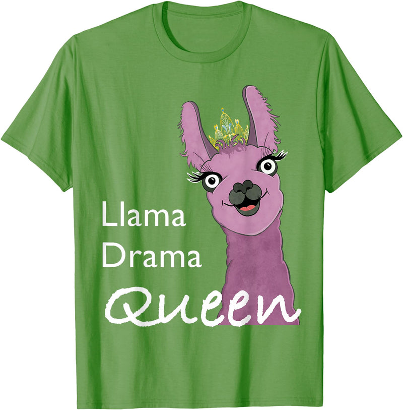 The Packing Llamas Llama drama queen T-Shirt - Grass Green