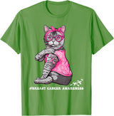 Nad-In October We Wear Pink Funny Cat Pink Ribbon In October We Wear Pink Breast Cancer T-Shirt