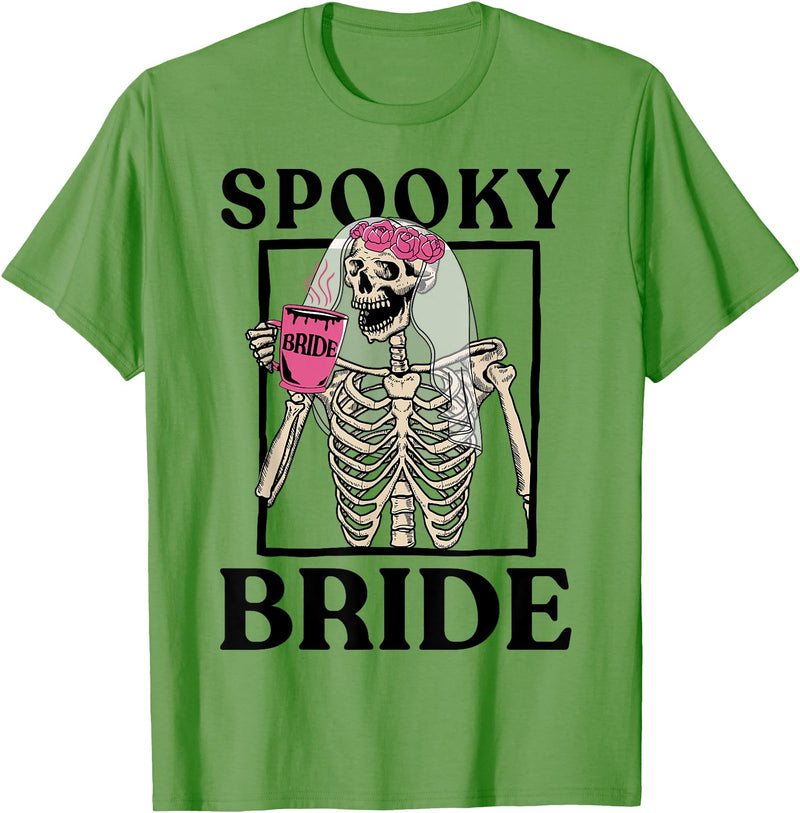 Halloween Spooky Bride Bridesmaid Skeleton Bachelorette T-Shirt - Grass Green