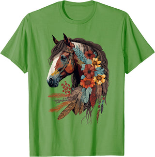 Just a girl who loves horses Co. Equestrian Horse Girl Western CowGirl Horseback Riding Theme T-Shirt - Grass Green