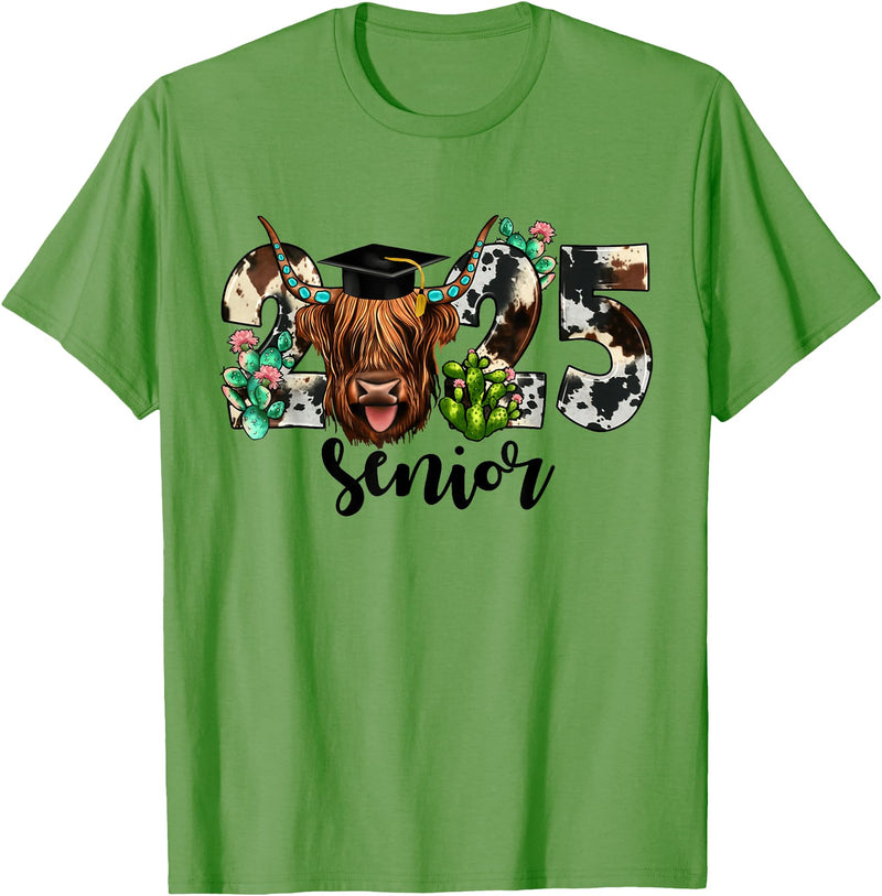 Cow 2025 Senior Class Of 2025 Graduation 2025 T-Shirt - Grass Green