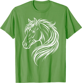 Horse Silhouette Farm Animal Graphic Horses Cute Horse Silhouette Art Equestrian Farm Animal Horse Lover T-Shirt - Grass Green