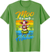 Aloha Animal Hawaii Flower Chain Hula Dance Art Hawaii Animal Haku Lei Grass Skirt Hula Dance Aloha Cow T-Shirt - Grass Green