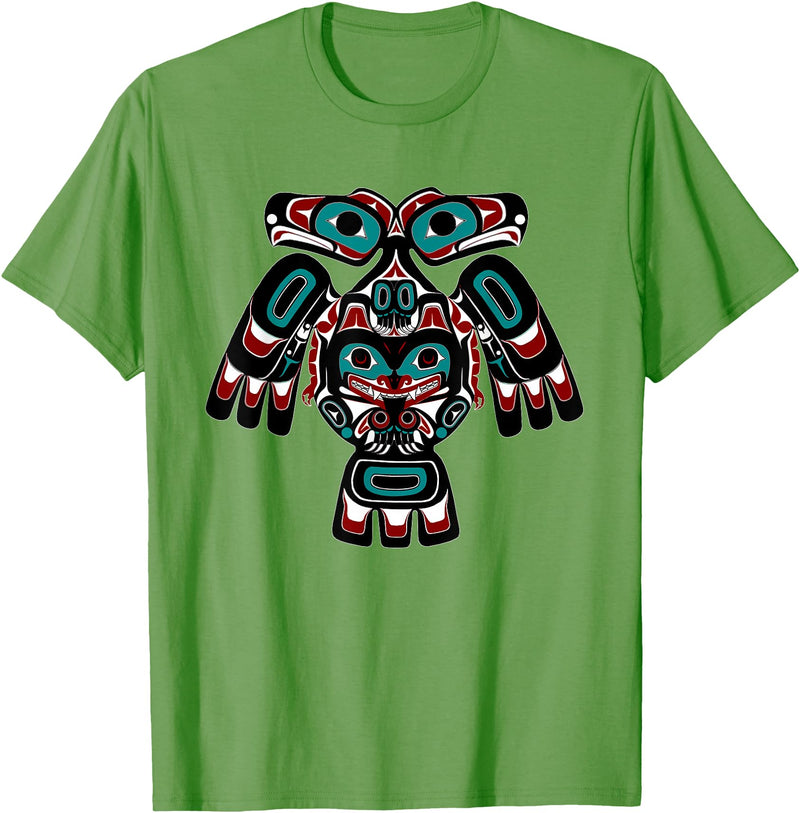 Tribal America Alaska Native American Indian Tlingit Eagle Bear Clan Spirit T-Shirt - Grass Green