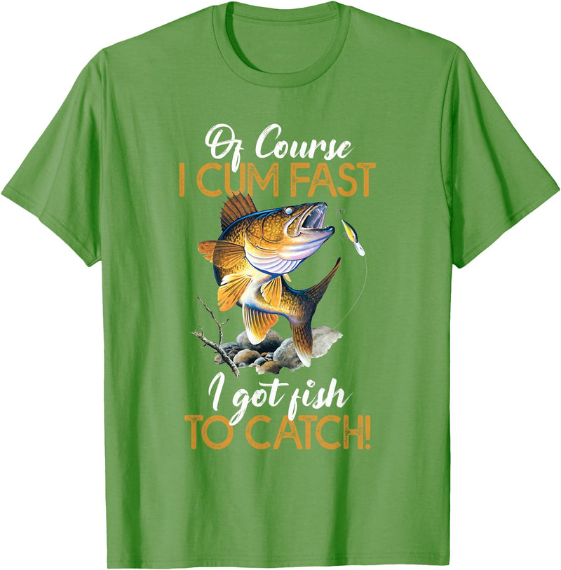 Fisherman & Fishing T-Shirts Funny Shirt "Natürlich ich komme schnell Ich habe Fische zum Fangen" [German Language] T-Shirt - Grass Green