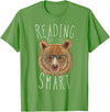 Reading Makes You Smart Bear Librarian Gifts Reading Makes You Smart Bear With Glasses Librarian Bookworm T-Shirt - Grass Green