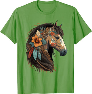 Just a girl who loves horses Co. Equestrian Horse Lover Western Cowgirl Horseback Riding T-Shirt - Grass Green