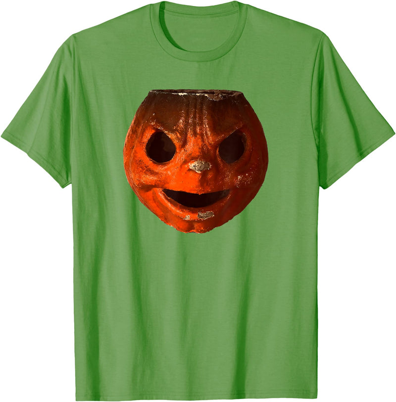 Imagine Graphics Creepy Vintage Halloween Pumpkin T-Shirt - Grass Green