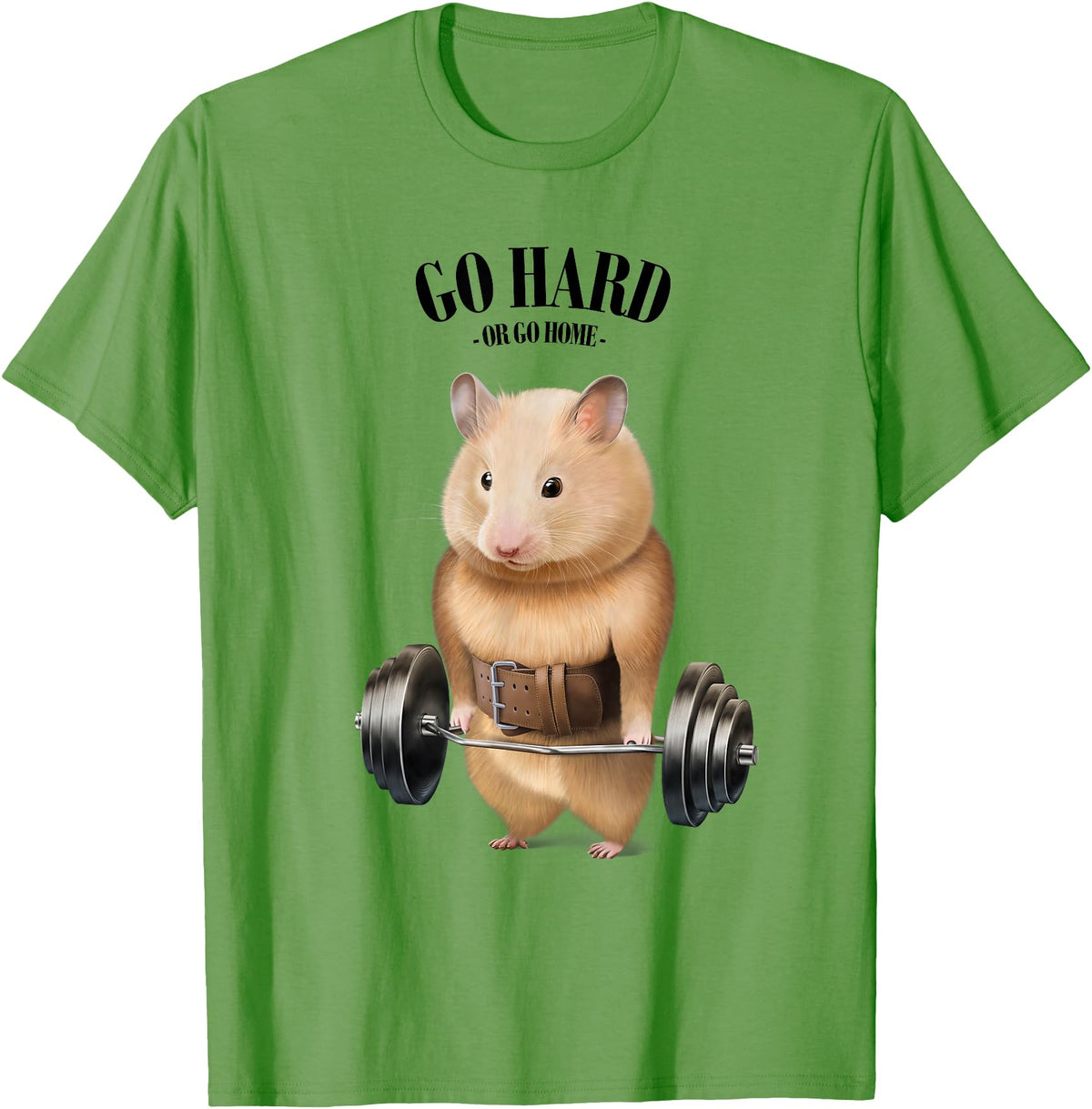 Hamster Muscle Training with Barbell Shrug Bar Fitness Gym T-Shirt - Grass Green