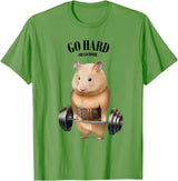 Hamster Muscle Training with Barbell Shrug Bar Fitness Gym T-Shirt - Grass Green