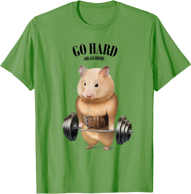 Hamster Muscle Training with Barbell Shrug Bar Fitness Gym T-Shirt - Grass Green