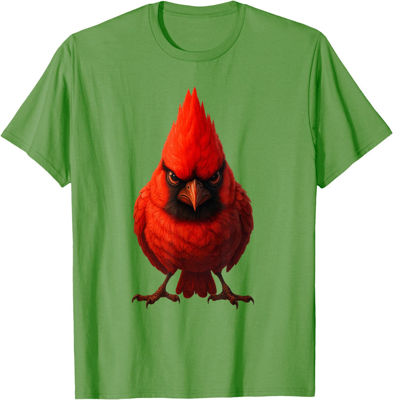 I just really like animals Angry Cardinal Artwork Red Bird Nature Wildlife Graphic T-Shirt - Grass Green