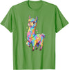 Rainbow Llama Love Pastel Hearts Kawaii Colorful Rainbow Heart Llama Kawaii Cute T-Shirt - Grass Green