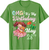 H1Shop Happy Birthday Born On May 28 OMG It's My Birthday Born On May 28th Girl with Present Bear T-Shirt - Grass Green