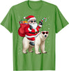 Santa Claus Riding A Polar Bear Xmas Funny Santa Claus Riding A Polar Bear Christmas Boy Girl Kids T-Shirt - Grass Green