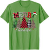 Merry Christmas Leopard Buffalo Red Plaid for Men Women T-Shirt - Grass Green
