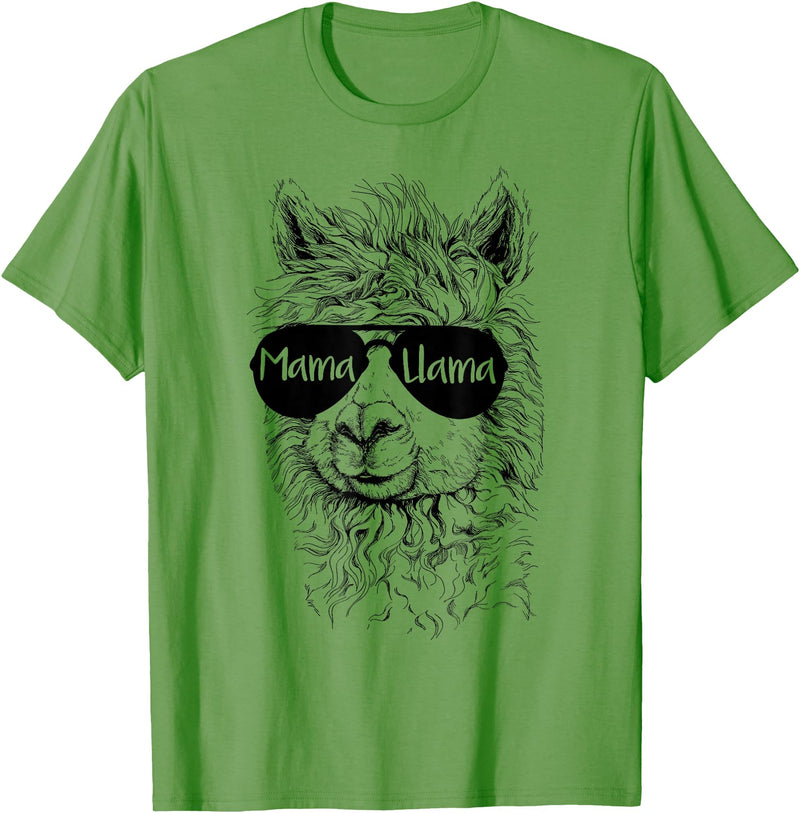 Mama Llama Funny Animal Apparel Llama Lover Mama Llama T-Shirt - Grass Green