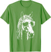 FunnyHorseCo. Funny Horse Sunglasses T-Shirt - Straight - Grass Green