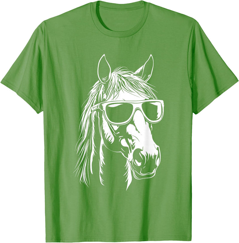 FunnyHorseCo. Funny Horse Sunglasses T-Shirt - Straight - Grass Green