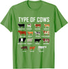 COW Designs By ShirtZilla Types of Cows Shirt Farmer Tee Shirt Costume Cow T-Shirt - Grass Green