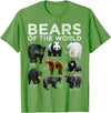Bears of the World Creationz Eight Bears of the World Panda Polar Grizzly Black Cute T-Shirt - Grass Green