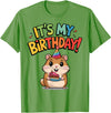 It's My Birthday Cute Hamster for Kid's Party Celebration T-Shirt - Grass Green