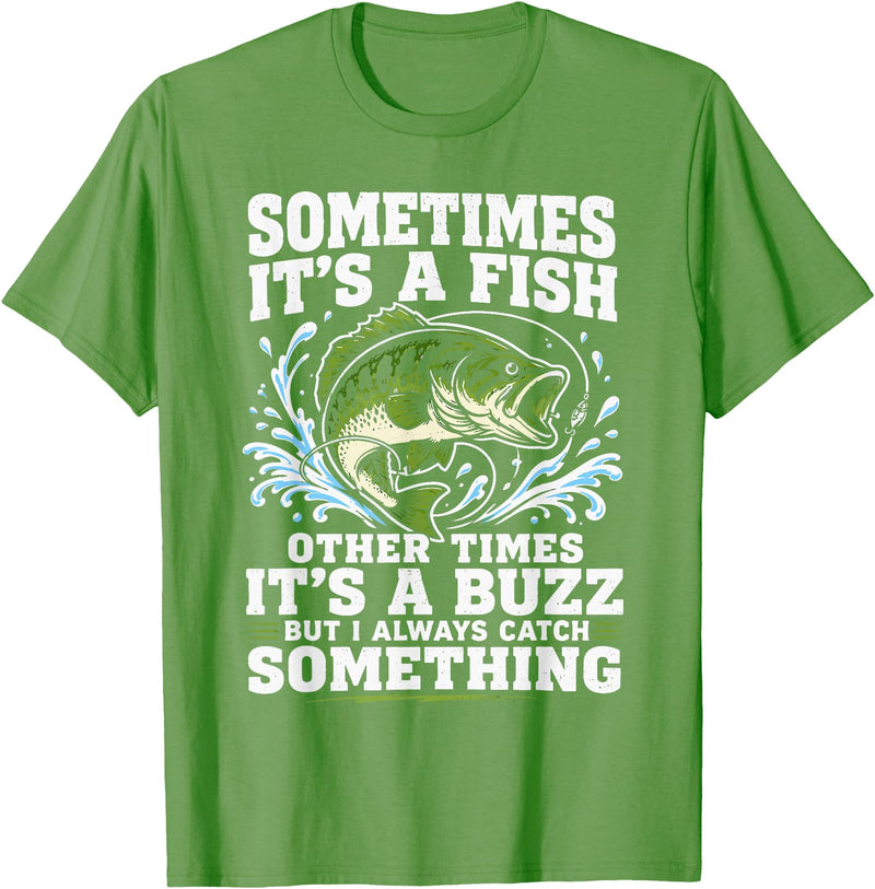 Fishing Graphic Tees Funny Bass Fishing Catch Quote T-Shirt - Grass Green