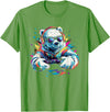 Colorful artistic polar bear gamer animal motifs Gaming Polar Bear Colorful Headset Art Gamer Polar Bear T-Shirt - Grass Green