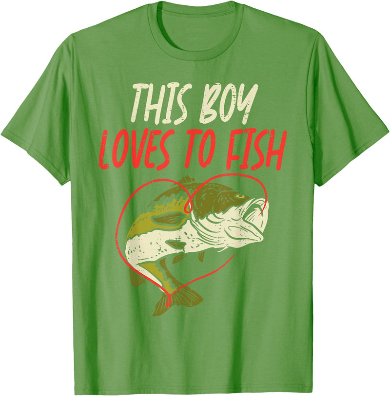 BoredKoalas Fish Fishing Shirts Fisherman Gifts This Boy Loves To Fish Bass Fishing Family Matching Men Gift T-Shirt - Grass Green