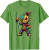 Colorful Voodoo Doll Patchwork Horror Halloween Creepy Rainbow Voodoo Doll with Needle Halloween T-Shirt - Grass Green