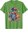 Patriotic Bear USA Vintage Co 250 Years of Freedom Patriotic Bear USA Retro T-Shirt - Grass Green