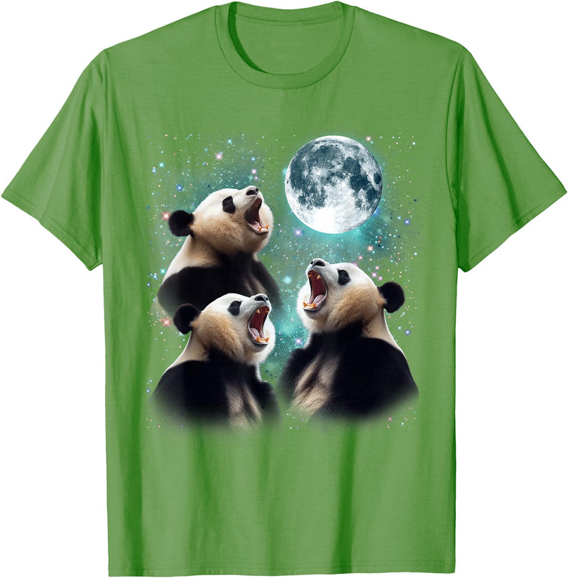 Funny Panda Bear Graphic Tees 3 Panda Moon Howling Panda Head Funny for Men, Women, Kid T-Shirt - Grass Green