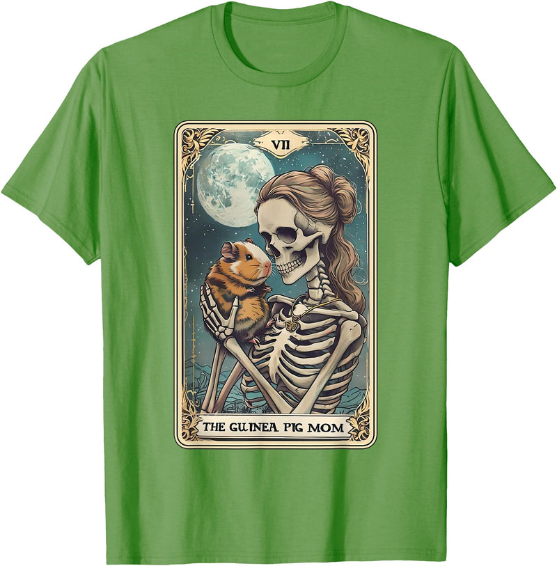 Guinea Pig Skeleton Mom Tarot Card Animal Lover Cute Guinea Pig Skeleton Mom Tarot Card Owner Pet Lover T-Shirt - Grass Green