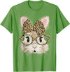 Funny Bunny Face Glasses Bandana Leopard Rabbit Happy Easter T-Shirt in Grass Green