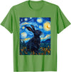 Bunny Rabbit Van Gogh Style Starry Night Cute Graphic T-Shirt in Grass Green