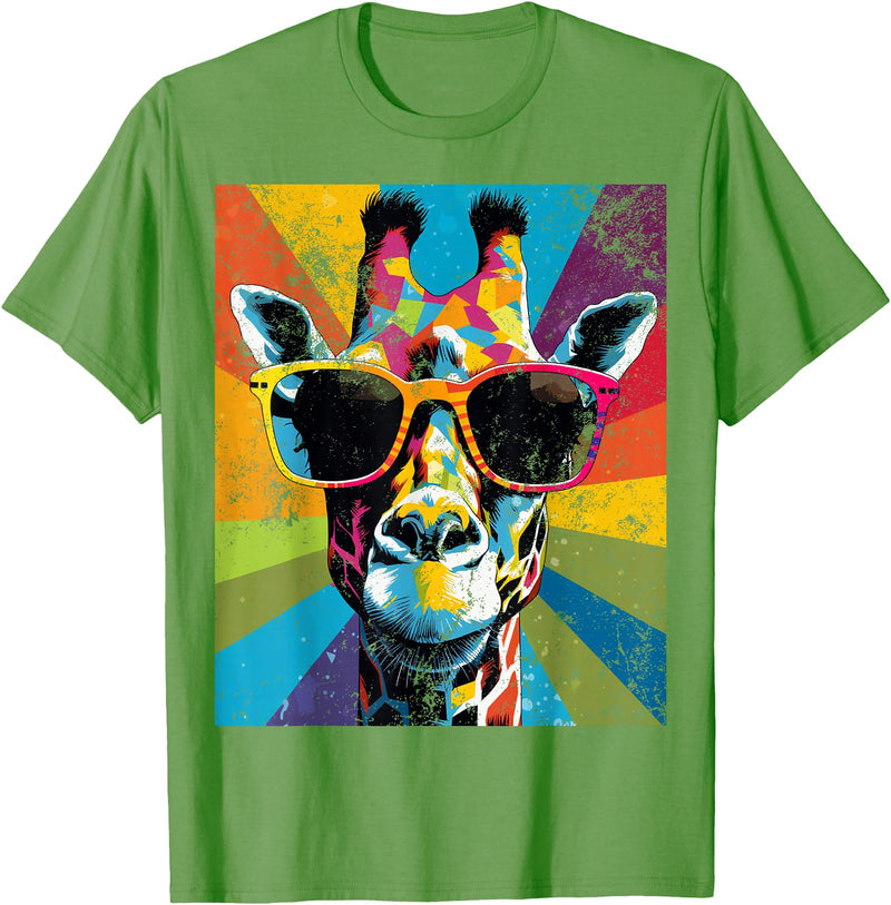 Giraffe Vintage Sunglasses Funny African By Tarin Giraffe Vintage Sunglasses Funny African Animal Lover T-Shirt - Grass Green