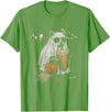 Funny Halloween Raccoon with Pumpkin and Coffee Raccoon with Pumpkin and Coffee Vintage 90s Halloween T-Shirt - Grass Green