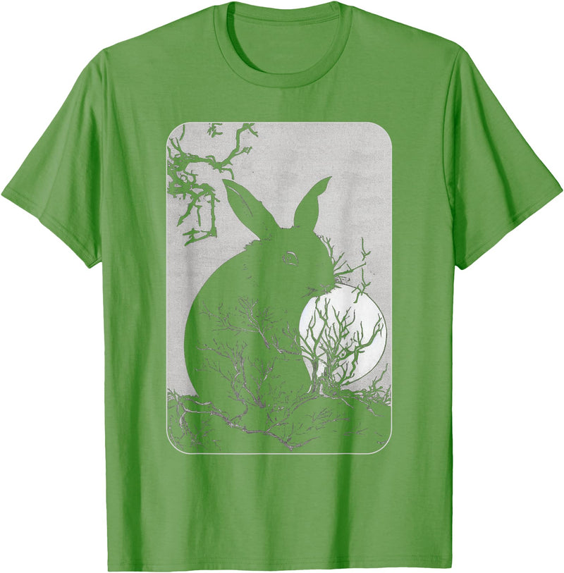 Rabbit Lover, Rabbit and Moon Small T-Shirt in Grass Green