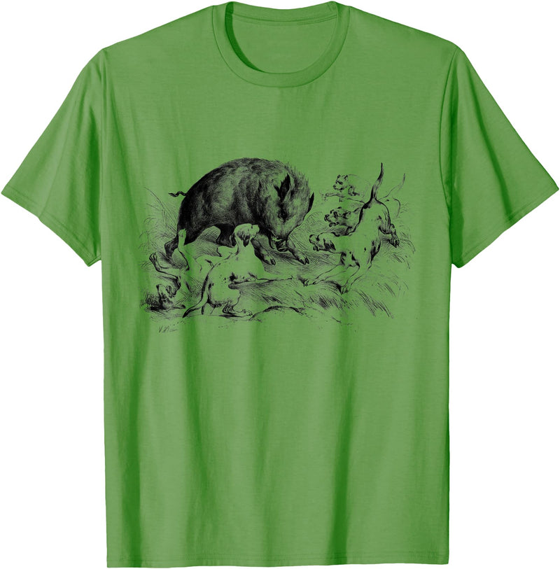 Boar hunting Wild Boar Hunter Pig Hog Hunting T-Shirt - Grass Green