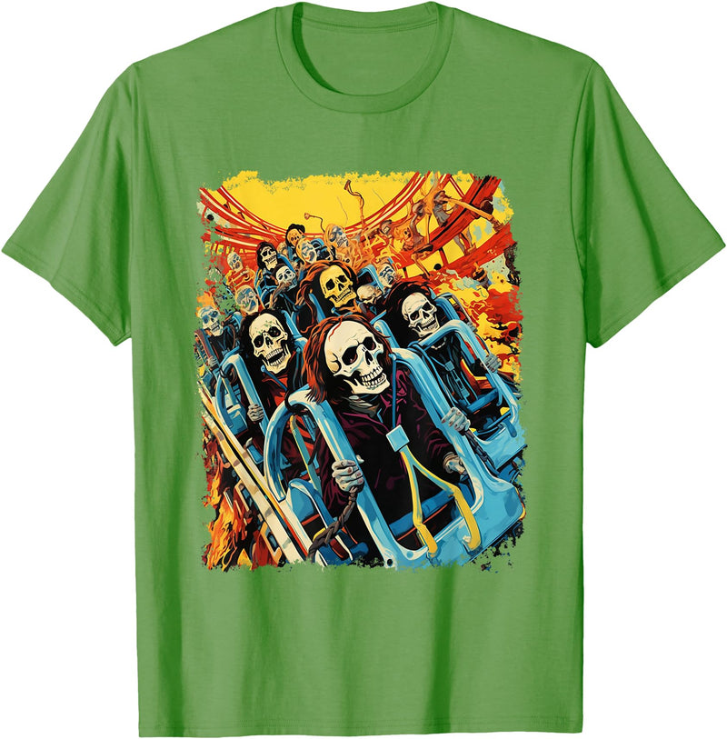 Amortuus Skeleton Roller Coaster T-Shirt - Grass Green