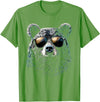 Forest Illustration Bear Art Nature Bear Wearing Sunglasses Wildlife Artwork Graphic Bear T-Shirt - Grass Green