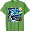 Van Gogh Polar Bear Xmas Tees Christmas Polar Bear Starry Night T-Shirt - Grass Green