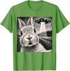 Funny Rabbit Bunny Selfie UFOs T-Shirt in Grass Green