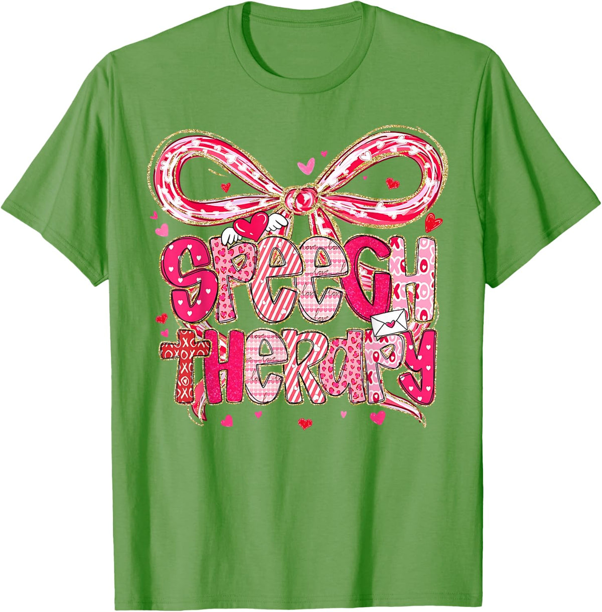 Speech Language Pathologist Valentines Day SLP Therapy T-Shirt - Grass Green