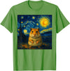 Hamster Starry Night Van Gogh Art for Men Women Kids T-Shirt - Grass Green
