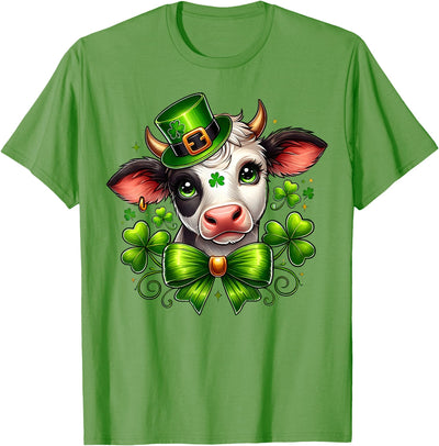 Shamrock St Patrick's Day Cow St Patricks Leprechaun Girls T-Shirt