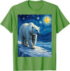 Polar Bear Van Gogh's Starry Night Wildlife Art Van Gogh's Starry Night Polar Bear Ice Bear Animal Lovers T-Shirt - Grass Green