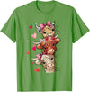 Cute Highland Cow Valentine Cow Lover Cute Highland Cow Trio Hearts Valentine Farm Animal T-Shirt - Grass Green